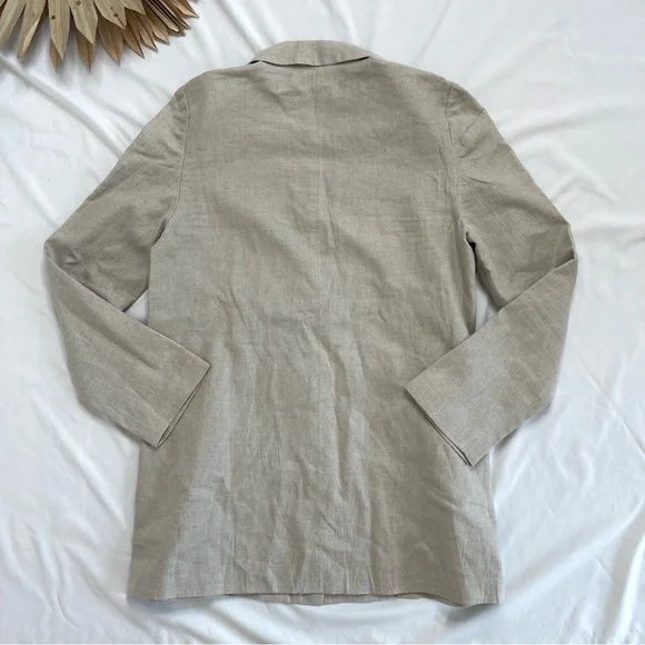 Laude The Label Linen Beige Tan Neutral Oversized Relaxed Blazer Jacket Size XS